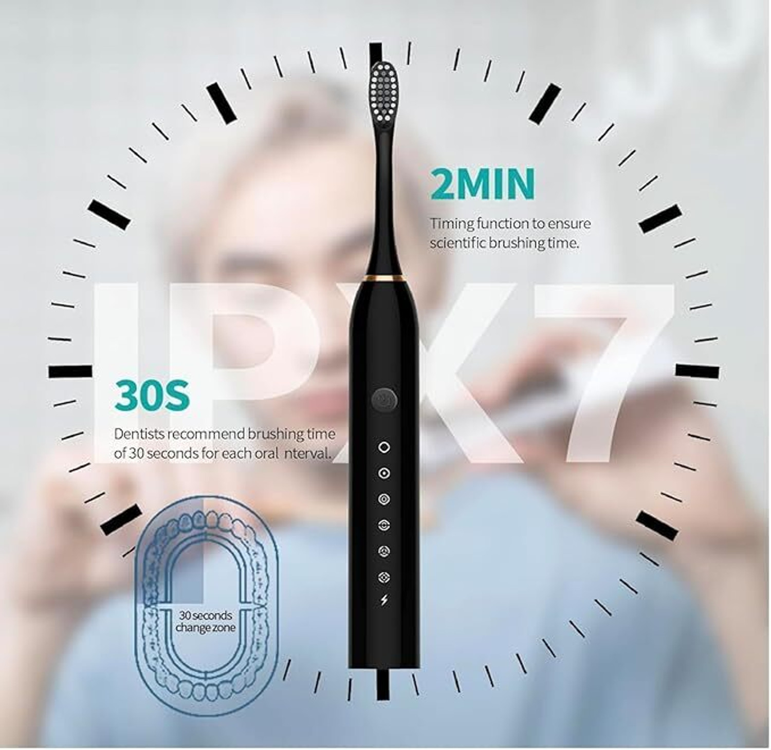 Image of Wednesday SONIC ELECTRIC TOOTHBRUSH WITH 4 BRUSH HEADS - Rechargeable Modes,@370 Electric Toothbrush