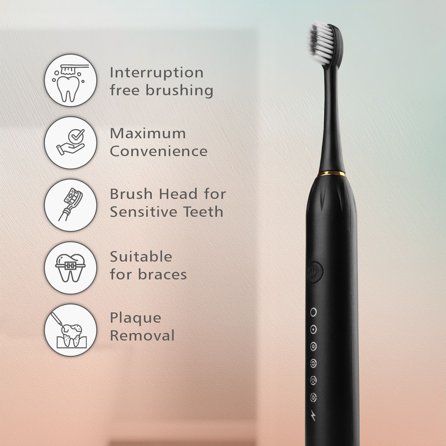 Image of CARE CUB X-3 Sonic White Electric Toothbrush IPX7 Waterproof Replaceable Heads, Gum Care Electric Toothbrush