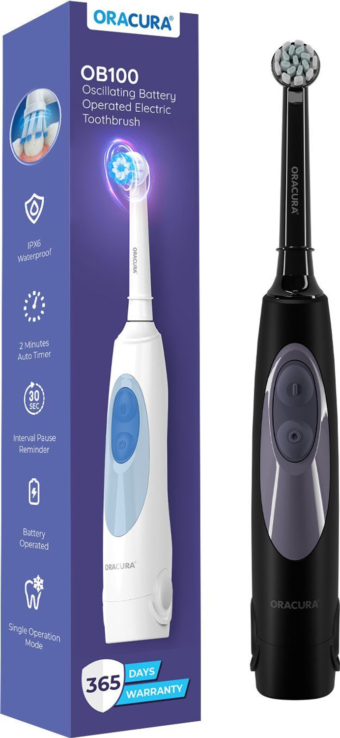 Image of ORACURA OB100 Oscillating Battery Operated Electric Toothbrush | 6000 Strokes /Min Electric Toothbrush