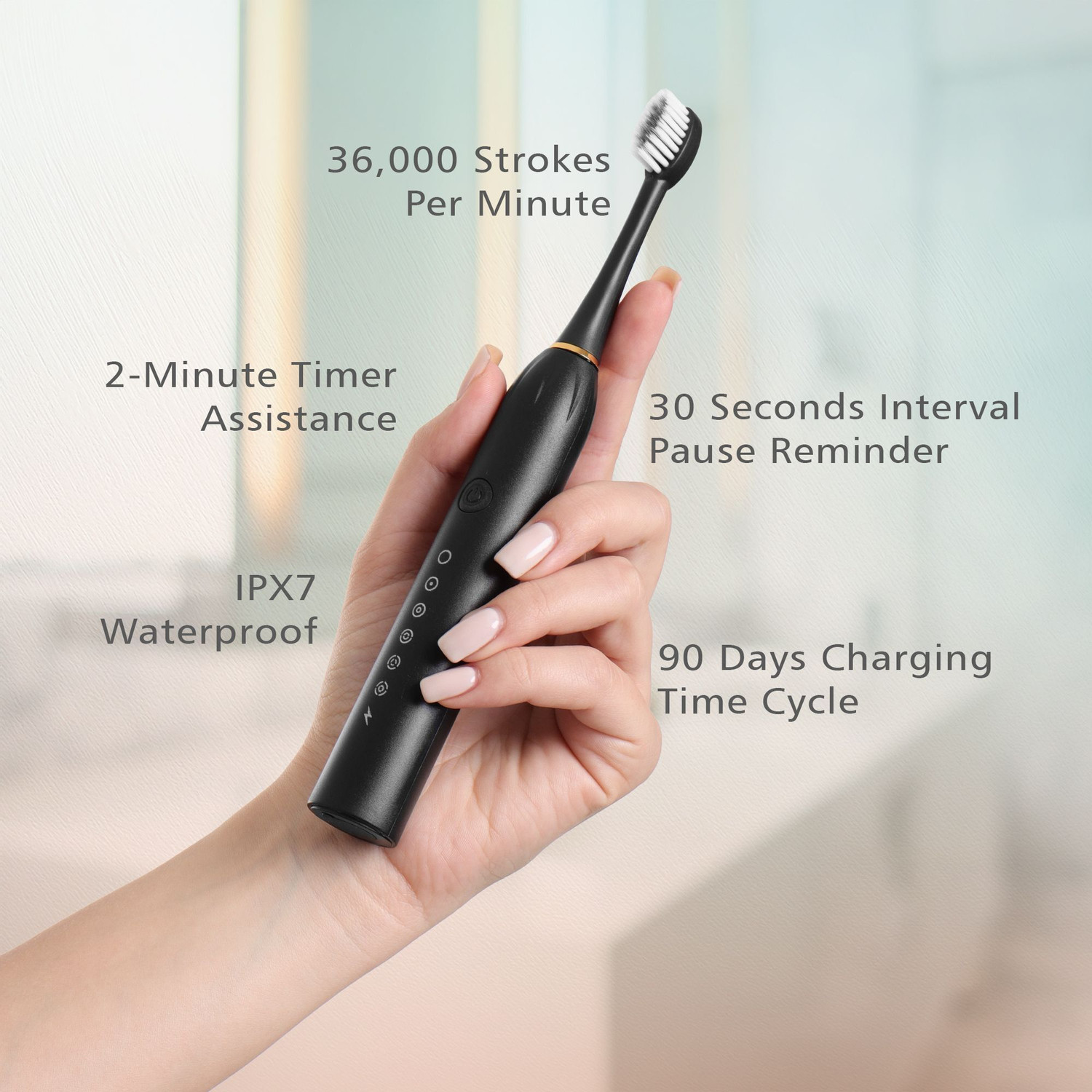 Image of CARE CUB X-3 Sonic White Electric Toothbrush IPX7 Waterproof Replaceable Heads, Gum Care Electric Toothbrush