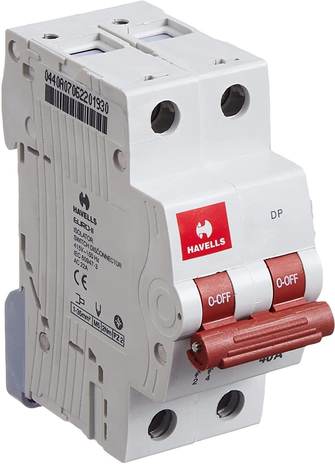 Image of HAVELLS PVC Plasti40A DP Switch Disconnector Euro 2 DHMGIDPX040 MCB