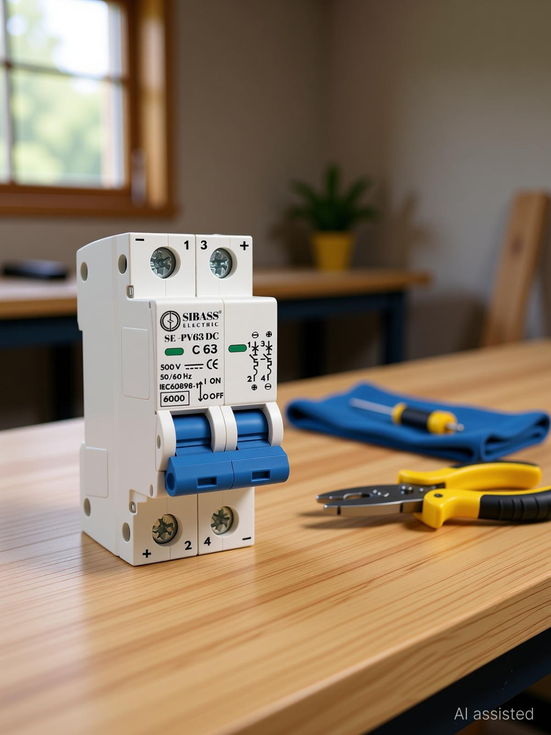 Image of DAYSTAR SOLAR DC MCB 63A 2POLE 500V SIBASS-ELECTRIC DC MINIATURE CIRCUIT BREAKER (SE-PV63) MCB