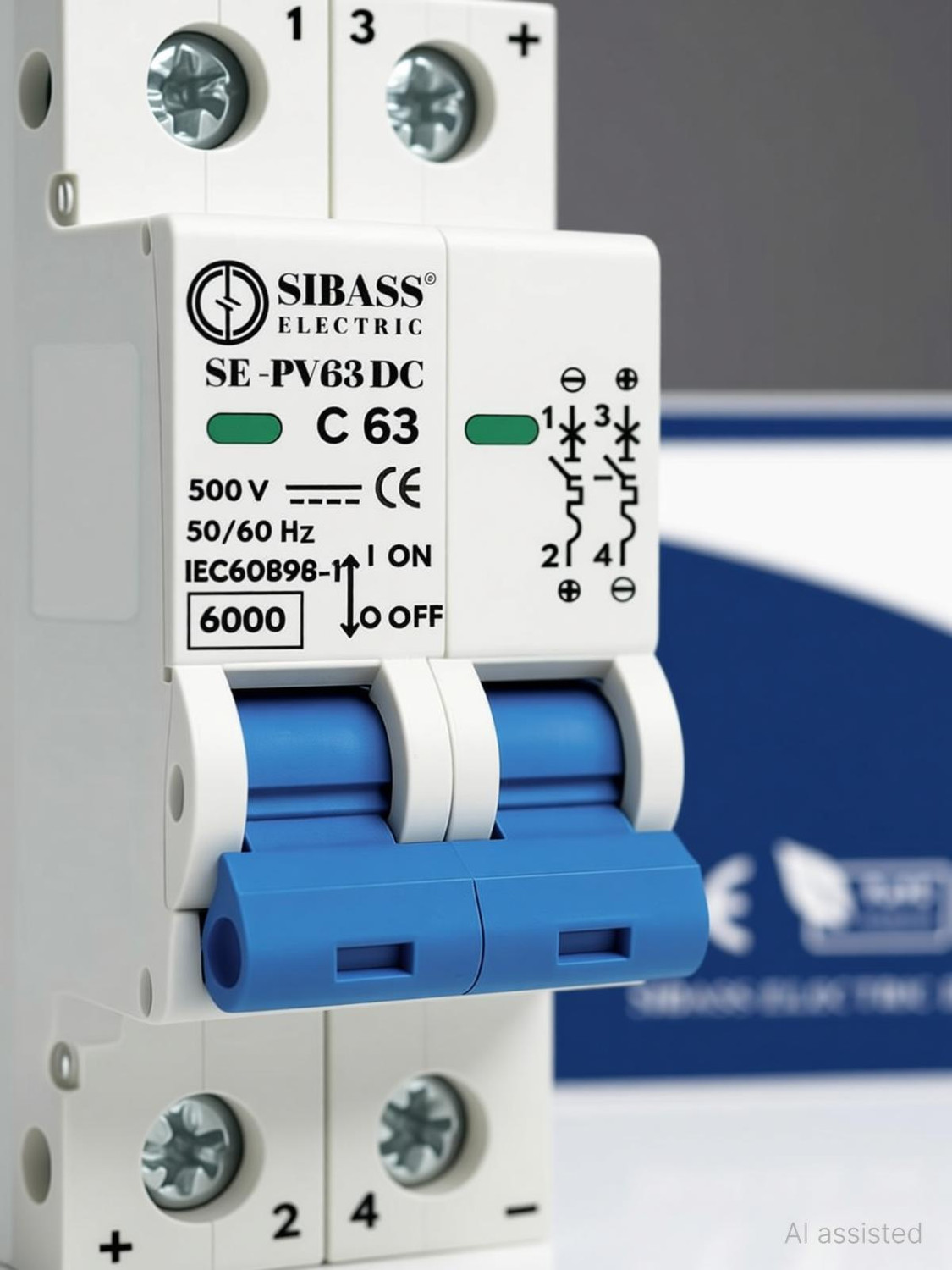 Image of DAYSTAR SOLAR DC MCB 63A 2POLE 500V SIBASS-ELECTRIC DC MINIATURE CIRCUIT BREAKER (SE-PV63) MCB