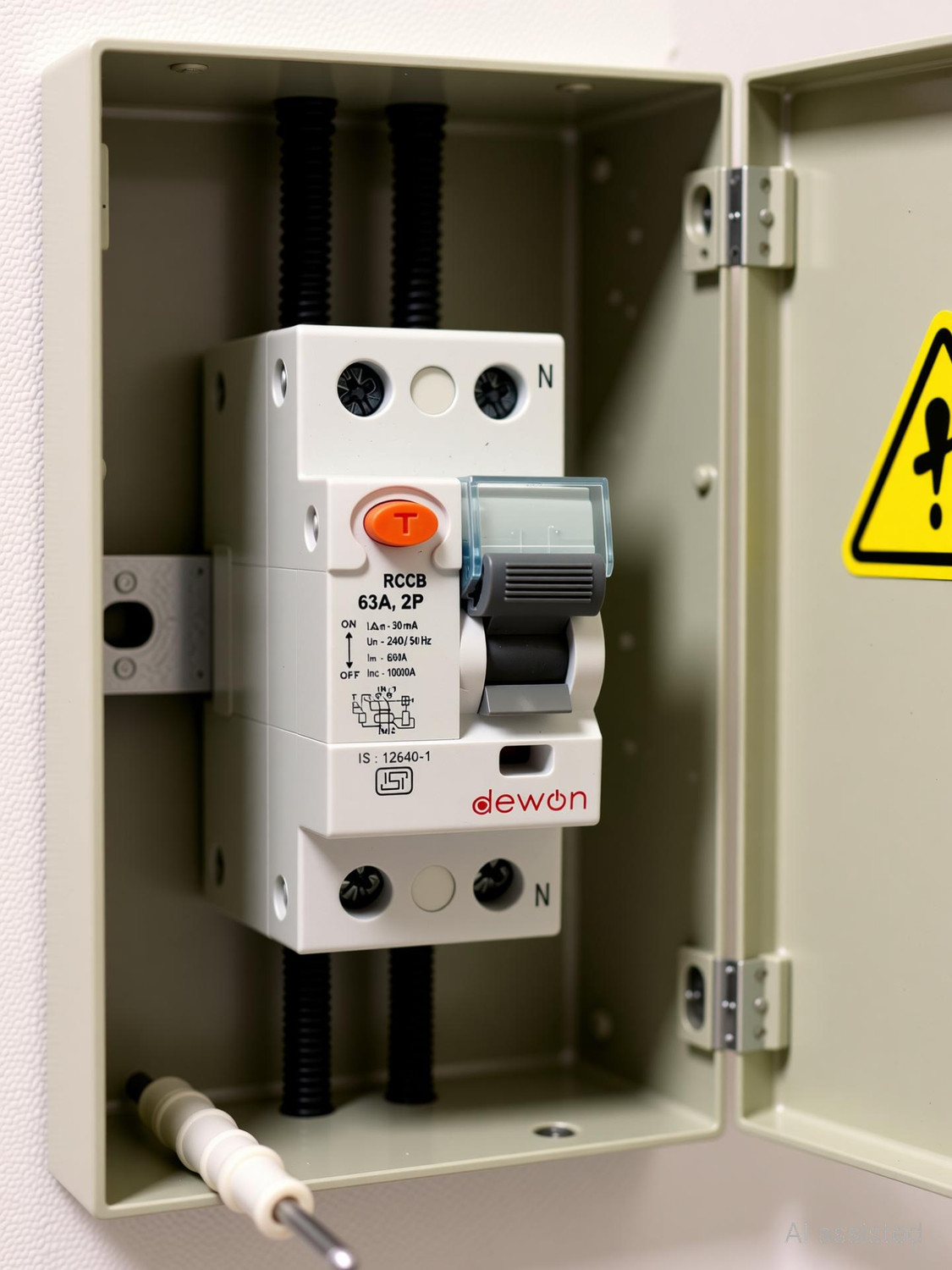 Image of Dewon Electric 63A /30mA Double Pole RCCB|Overload & Surge Protection|10-Year Warranty Durable Polycarbonate Housing|C-Curve Tripping|10kA Breaking Capacity MCB