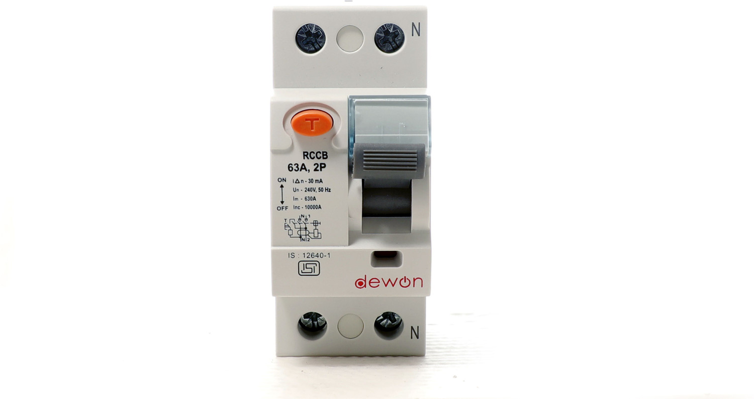 Image of Dewon Electric 63A /30mA Double Pole RCCB|Overload & Surge Protection|10-Year Warranty Durable Polycarbonate Housing|C-Curve Tripping|10kA Breaking Capacity MCB