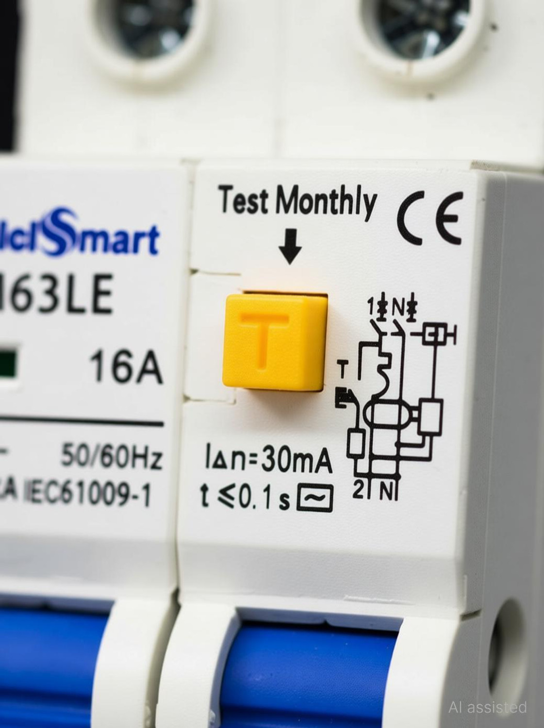 Image of amiciSmart 16A RCBO, 220V Residual Current Circuit Breaker with Over Current Shock Proof, with On /Off Switch for Leakage Protection MCB