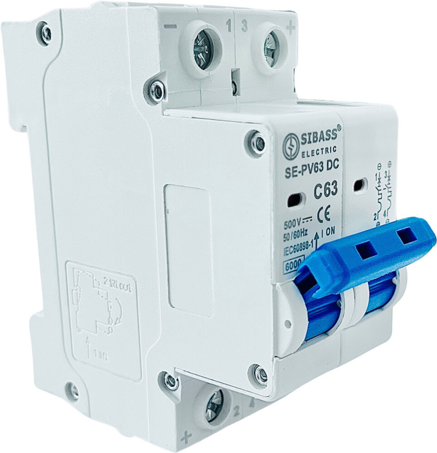 Image of DAYSTAR SOLAR DC MCB 63A 2POLE 500V SIBASS-ELECTRIC DC MINIATURE CIRCUIT BREAKER (SE-PV63) MCB