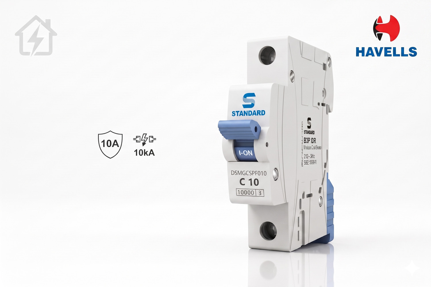 Image of HAVELLS STANDARD 16AMP SP C MCB 10KA 16C16 MCB
