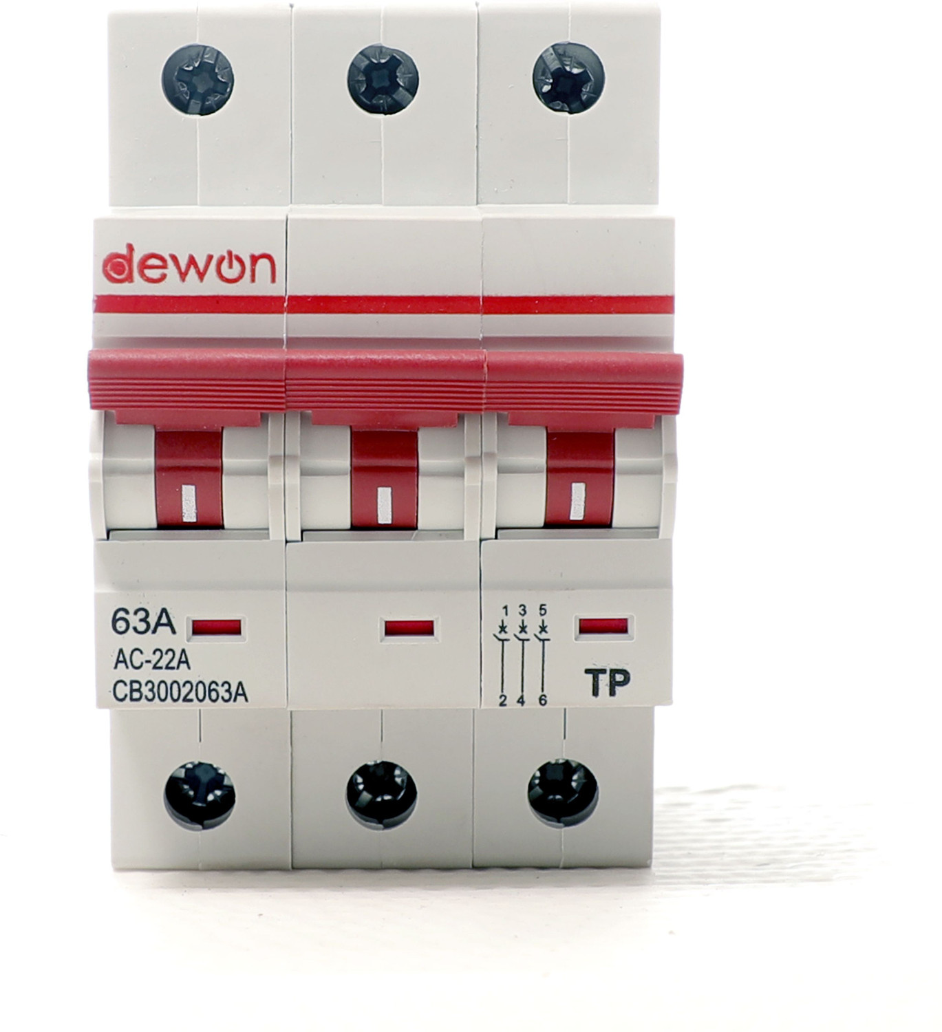 Image of Dewon Electric 63A Triple Pole Isolator | 3P Main Switch | Overload & Surge Protection 63A MCB