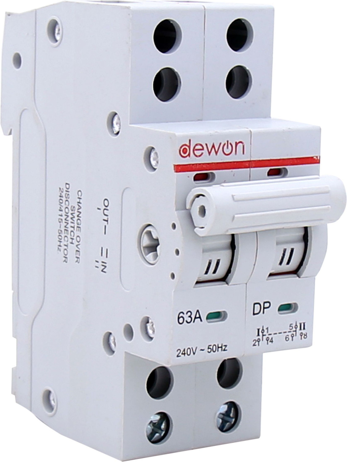 Image of Dewon Electric 63A Double Pole Changover MCB - Type 63A Double Pole MCB Changeover MCB