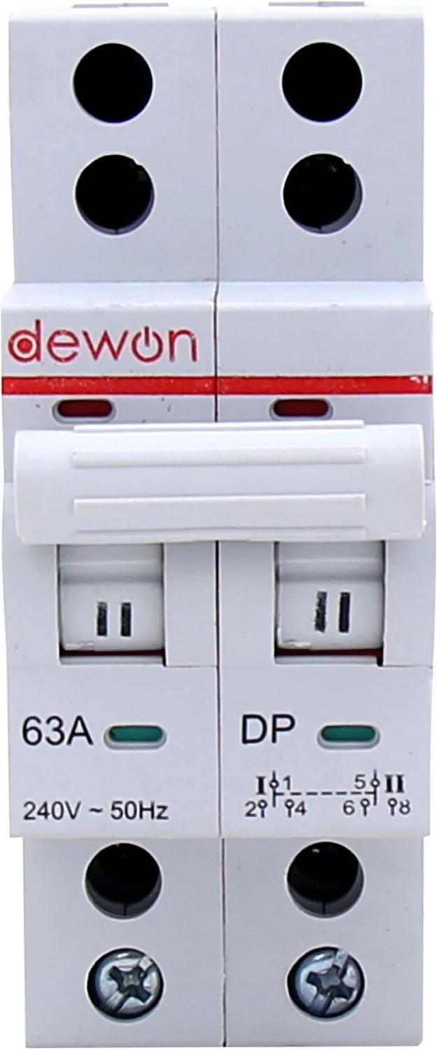 Image of Dewon Electric 63A Double Pole Changover MCB - Type 63A Double Pole MCB Changeover MCB