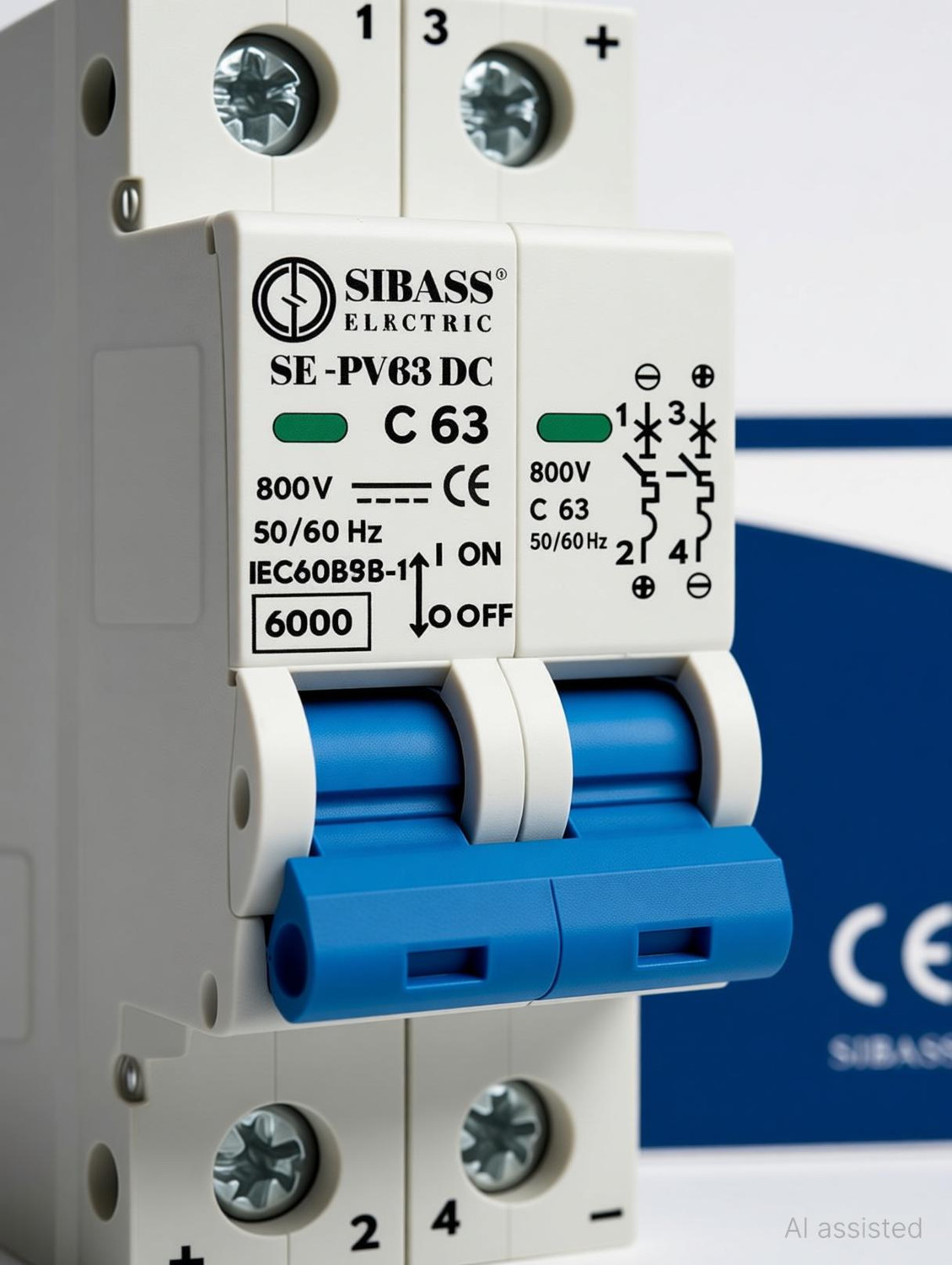 Image of DAYSTAR SOLAR DC MCB 63A 2POLE 800V SIBASS-ELECTRIC DC MINIATURE CIRCUIT BREAKER (SE-PV63) MCB