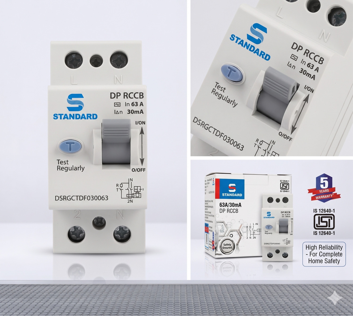 Image of HAVELLS STANDARD 63A 30MA DP RCCB 63A MCB