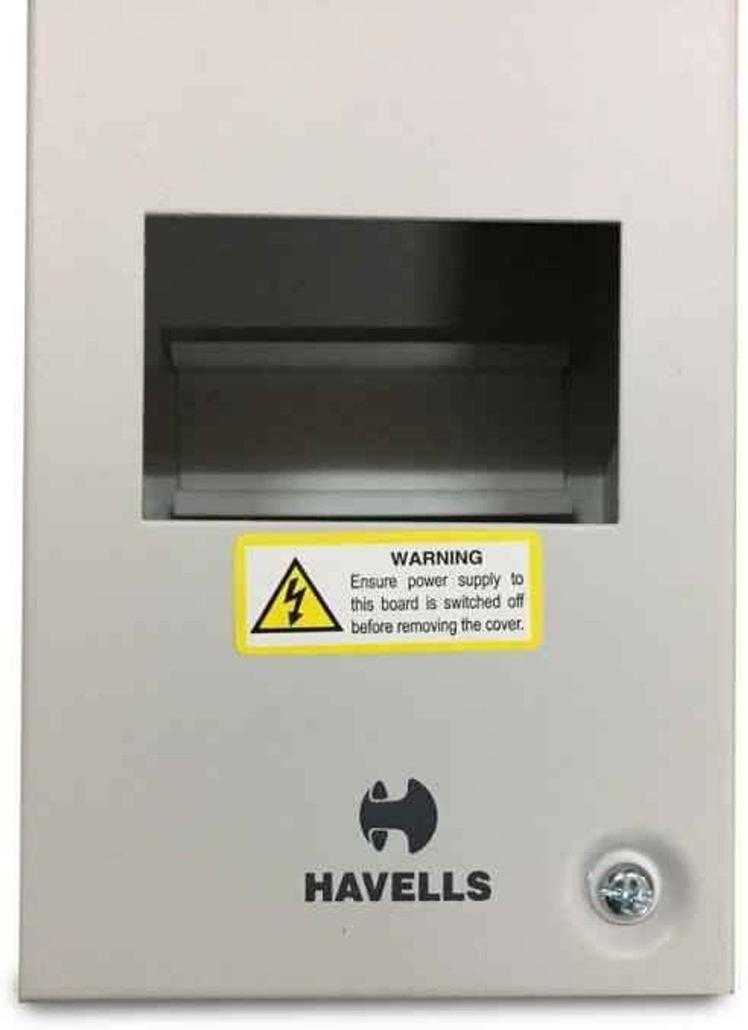 Image of HAVELLS DHDESFP Utility DB MCB ENCL FP Metal Enclosure Sheet Steel 4 Pole Distribution Board Cutout (Grey) DHDESFP-PK1 MCB
