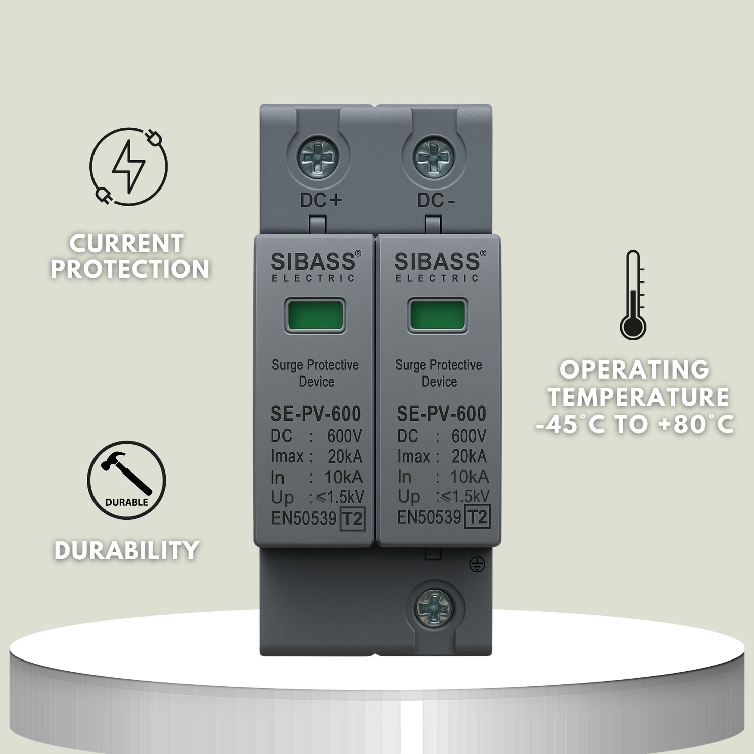 Image of DAYSTAR SOLAR Sibass DC Surge Protection Device SPD 600V 2 Pole (SE-PV-600DC) MCB