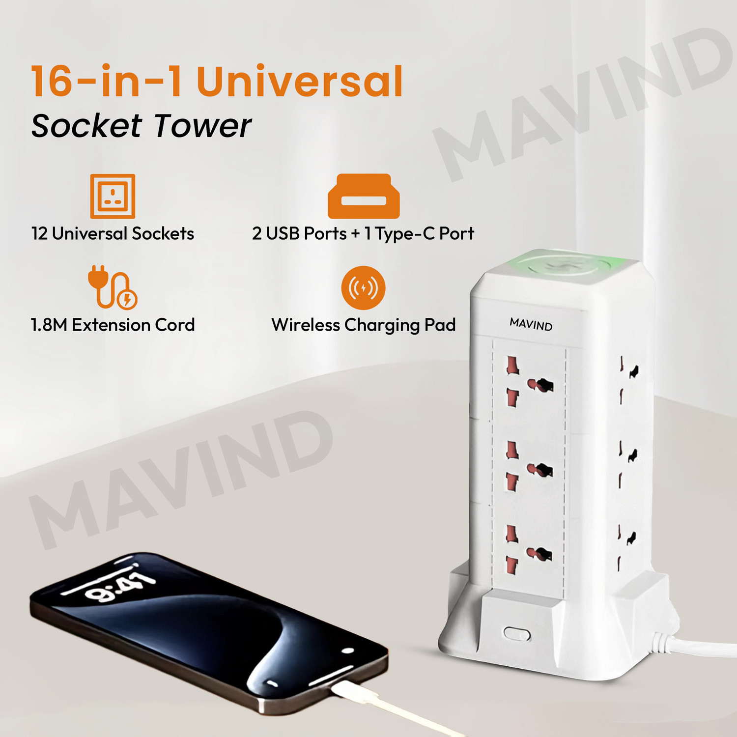 Image of PRAHANTM S1 16 in 1 Universal Multi Socket Board,with Surge Protection,Smart Energy Saving Power Plug
