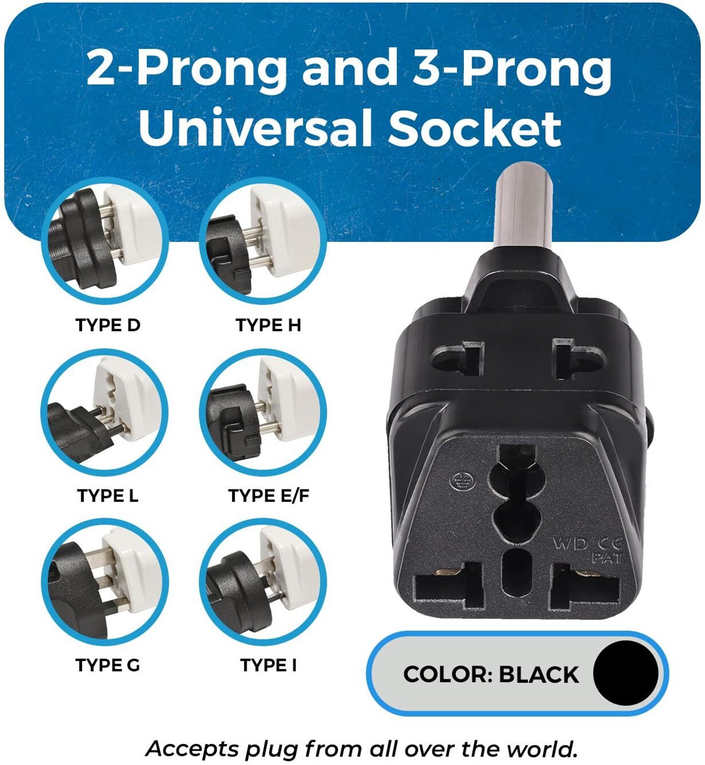 Image of OREI India to South Africa,Botswana Travel Adapter Plug Type M - 4 Pack - Black Worldwide Adaptor