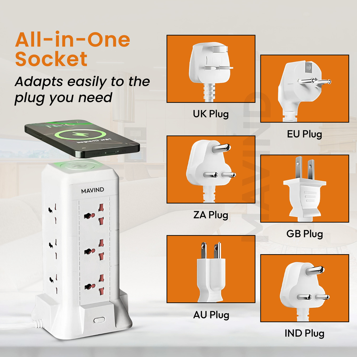 Image of PRAHANTM S1 16 in 1 Universal Multi Socket Board,with Surge Protection,Smart Energy Saving Power Plug