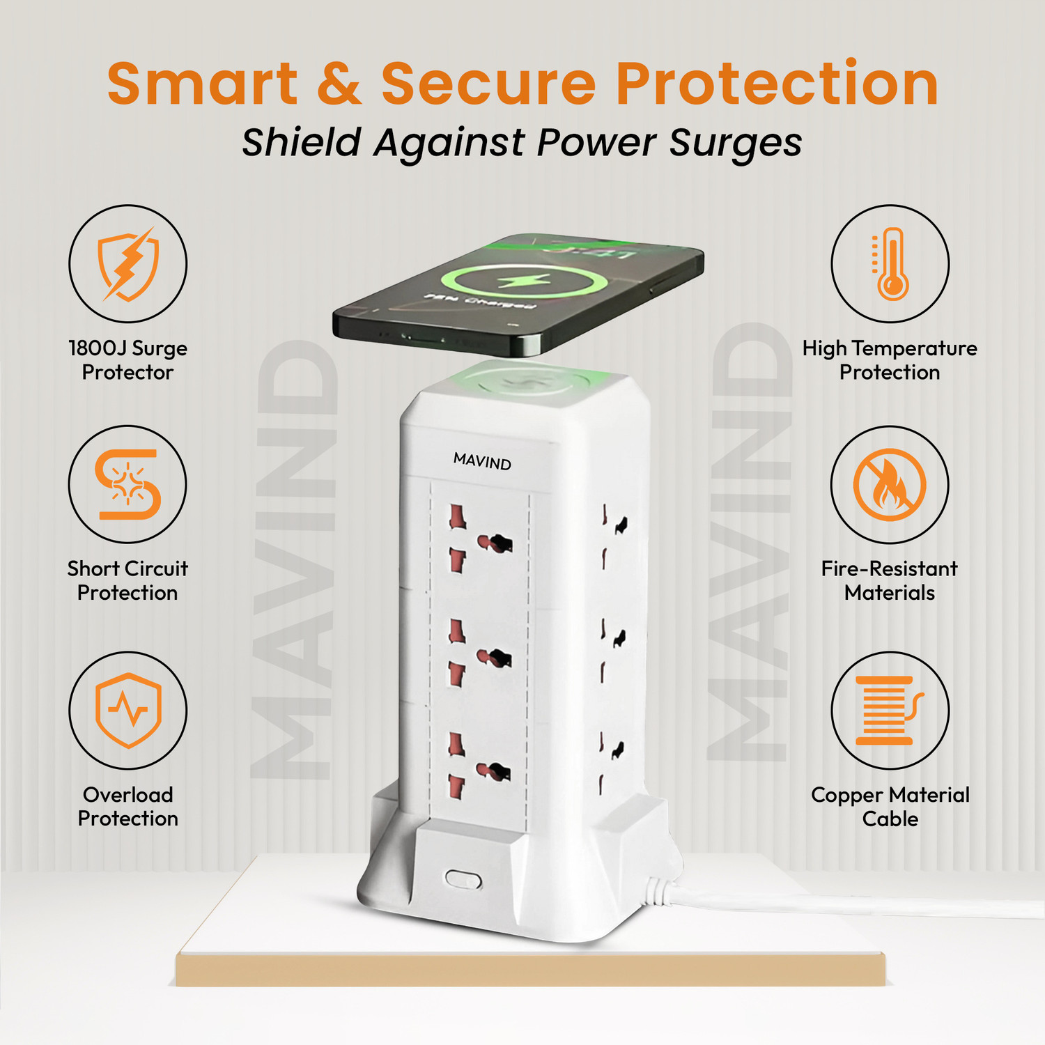 Image of PRAHANTM S1 16 in 1 Universal Multi Socket Board,with Surge Protection,Smart Energy Saving Power Plug