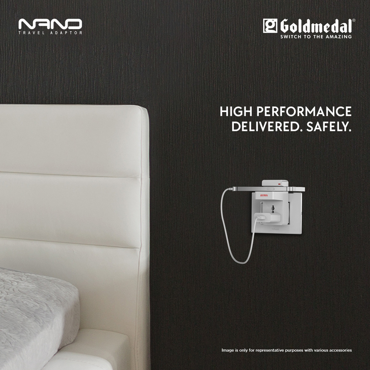 Image of Goldmedal Travel Adaptor with Mobile Stand Three Pin Plug