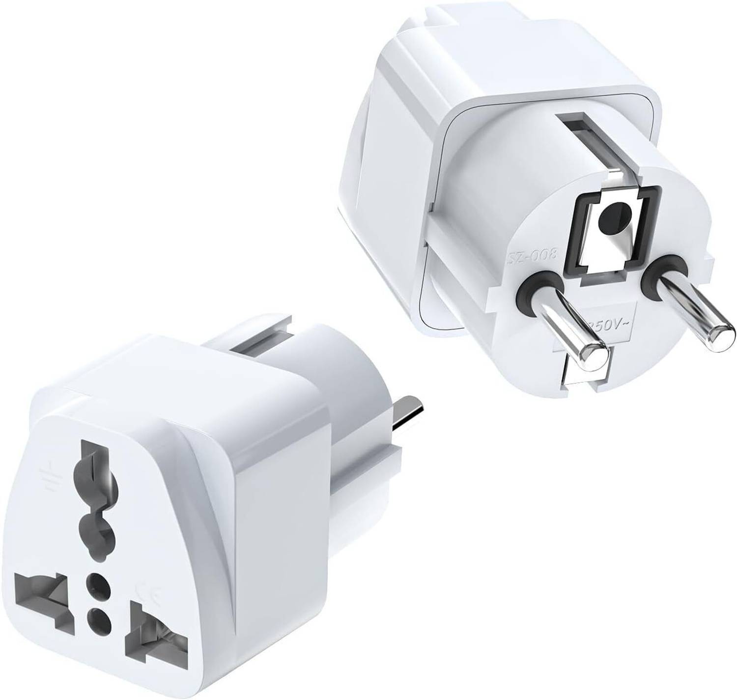 RTS Germa / Fran (Schuko) Type E/F WHT 2 PC Type E/F-Germany/France(Schuko) 2pack White Power Plug