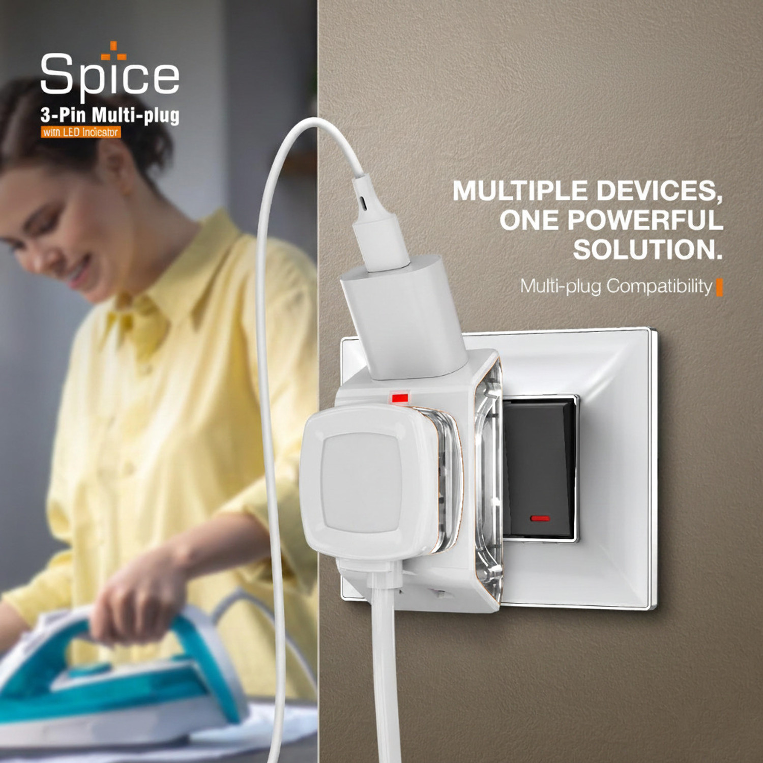 Image of BEBLOOM Turbo Multiplug 3 Pin Universal Socket 4 Socket Extension Boards
