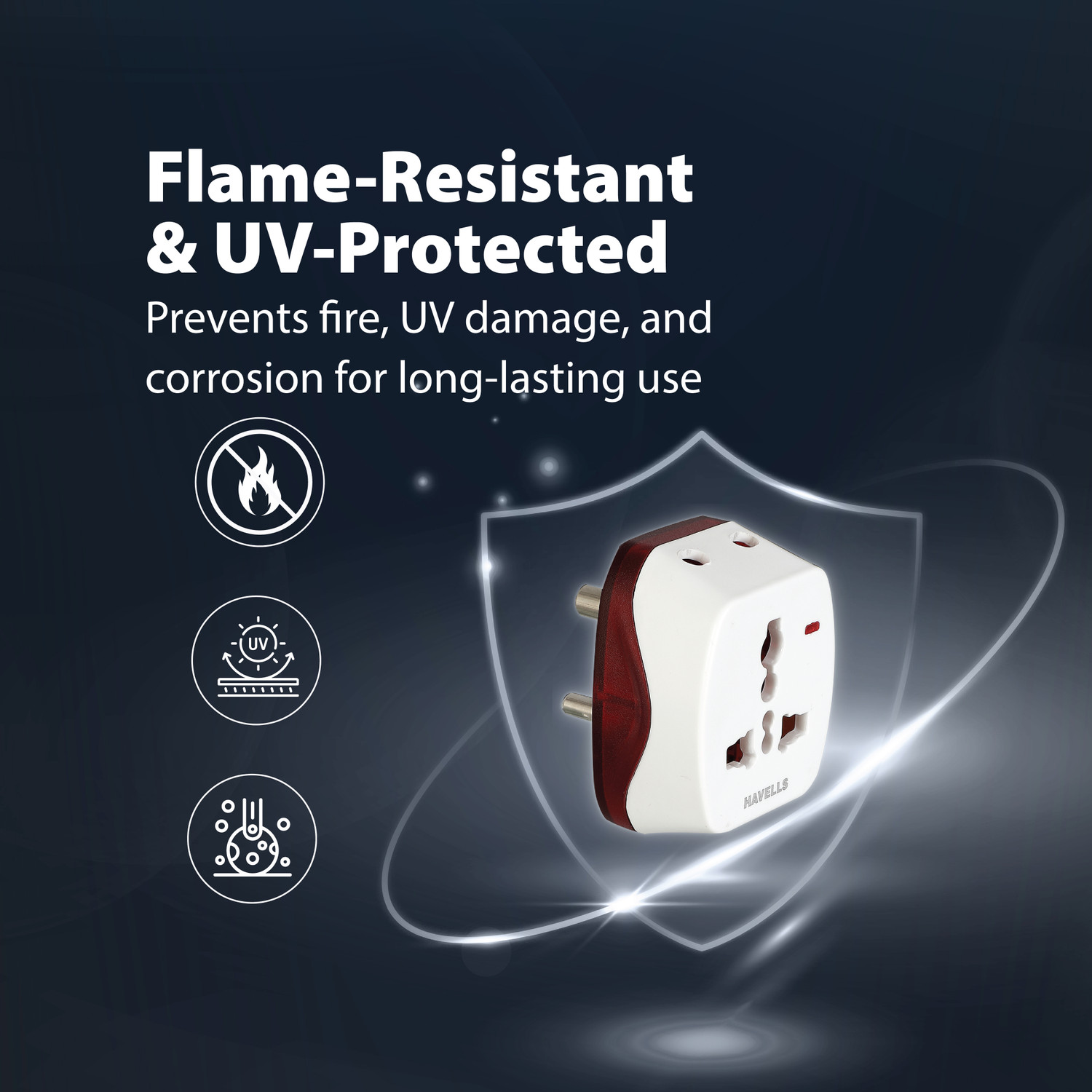Image of HAVELLS 6A 3 pin Universal Adaptor ( ind) 6 A Three Pin Socket