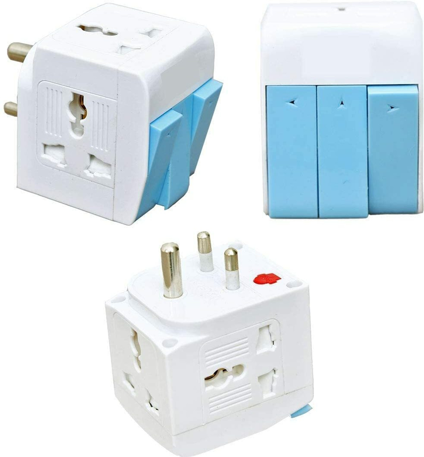 Image of Jihaan 3 Way Extension Adapter 3 Pin Universal Socket Multi Plug with Individual Switch Worldwide Adaptor