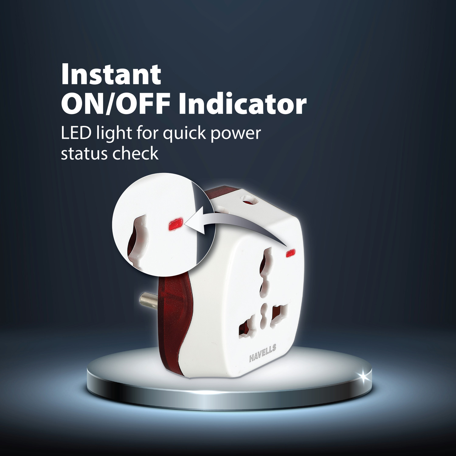 Image of HAVELLS 6A 3 pin Universal Adaptor ( ind) 6 A Three Pin Socket