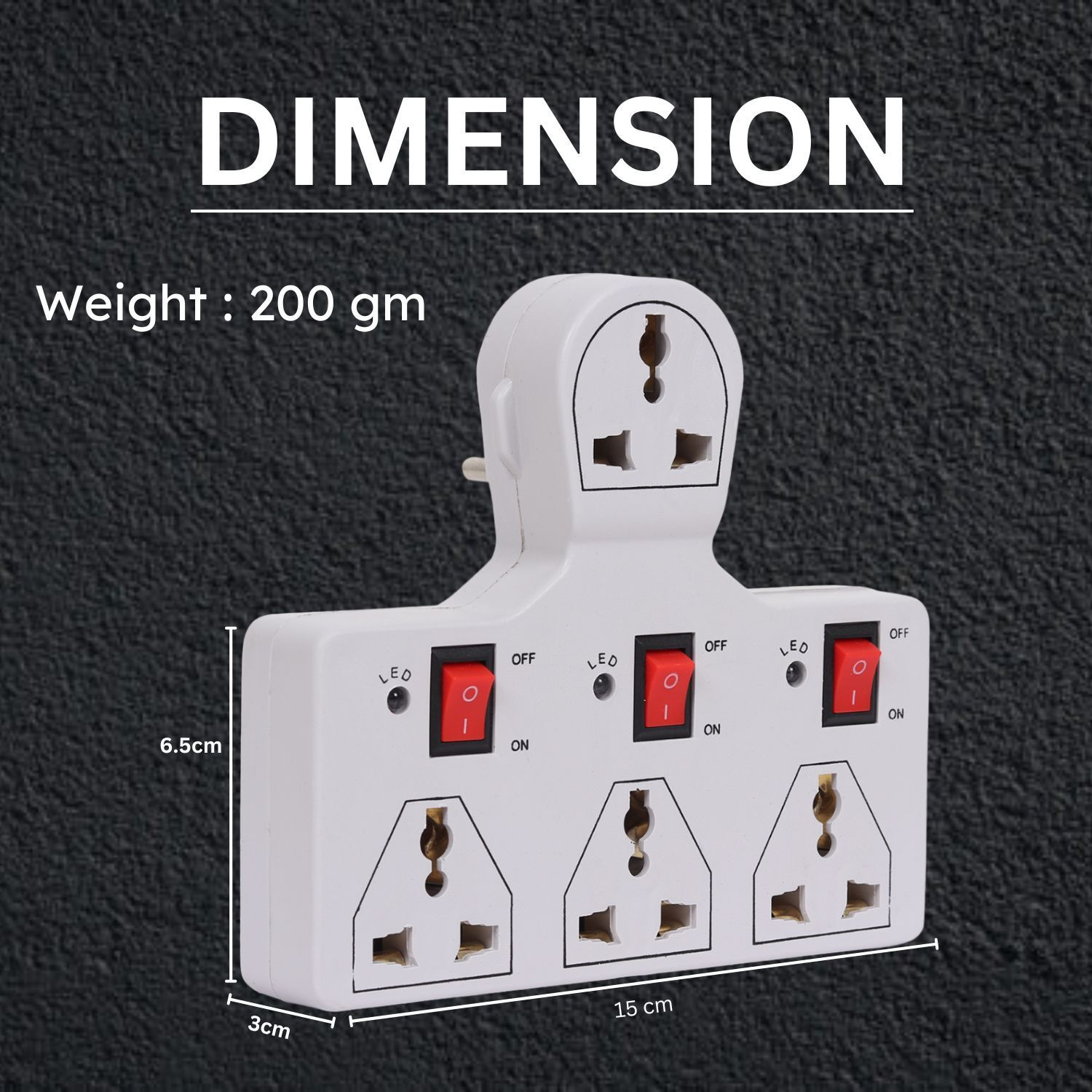 Image of DIGWAY 4 Universal Socket 3 Switch Multi Plug 6 A Three Pin Socket