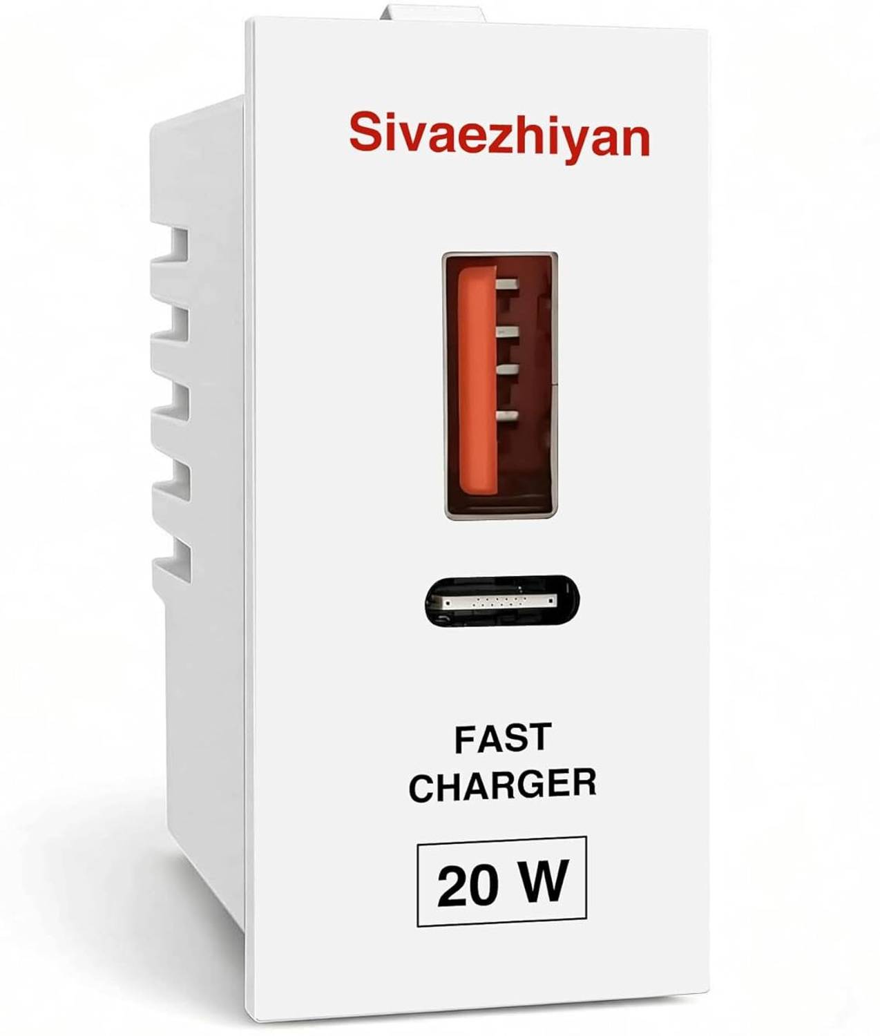 Sivaezhiyan 20W Fast Charging Wall Charger Dual Port USB Type C Adapter Modular Socket 2.4 A Two Pin Socket