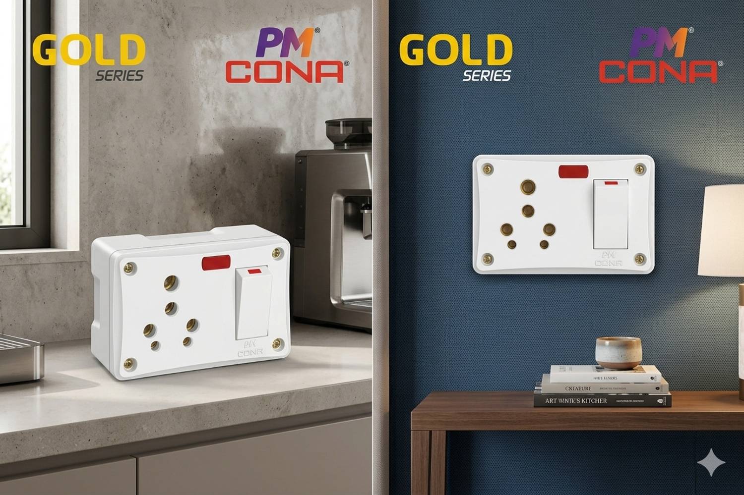 CONA Cona 4346 Super Gold 6A/16A 3 In 1 White Universal Switch