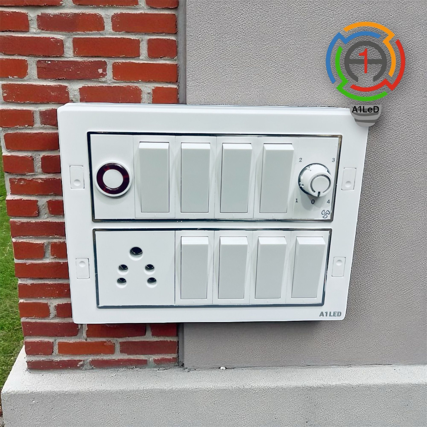 Image of A1 LED A1 LED 12 Modular Pre-Wired Switch Board | Wall Mount | Home & Office 15 A One Way Electrical Switch