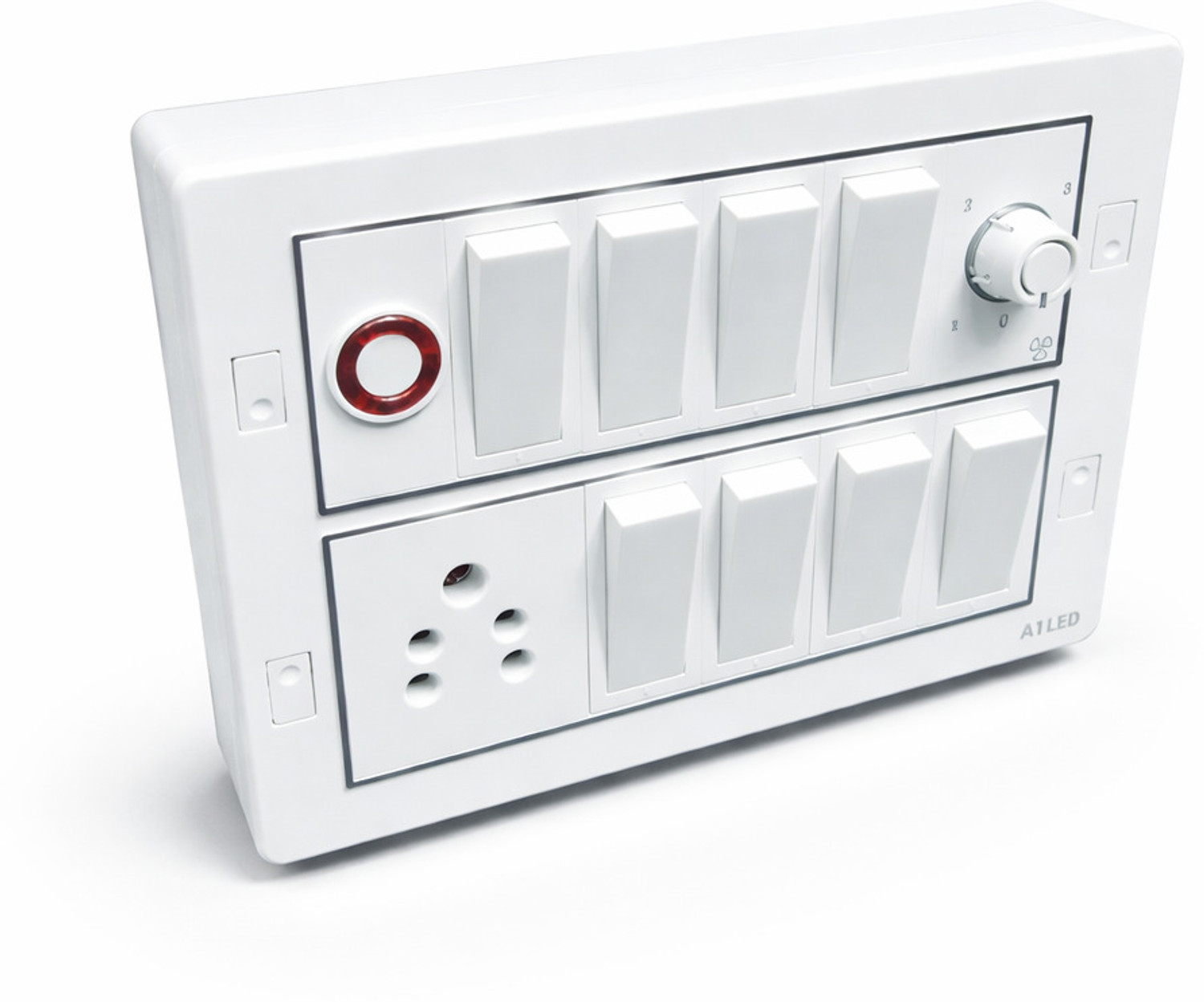 Image of A1 LED A1 LED 12 Modular Pre-Wired Switch Board | Wall Mount | Home & Office 15 A One Way Electrical Switch