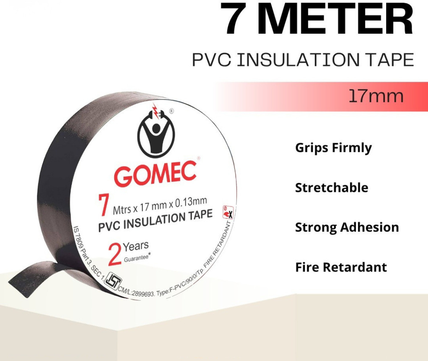 Image of GOMEC PVC Tape Self Adhesive Electrical Insulation Tape | 7mx17mmx0.13mm(pack of 20) Assorted