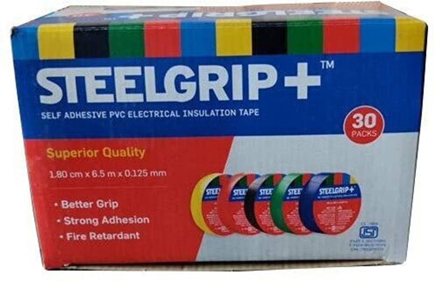 Image of Steelgrip PVC Tape (1. 8 cm X 6 m X 0. 125 mm) (Pack of 30)