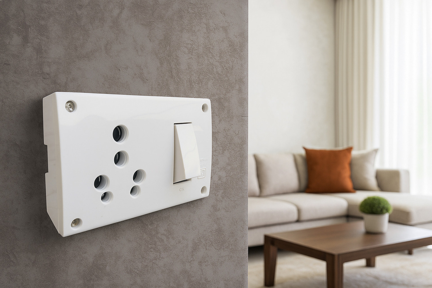 Image of HAHM 16 AMP. SS Combine Box Plastic, Brass Wall Plate