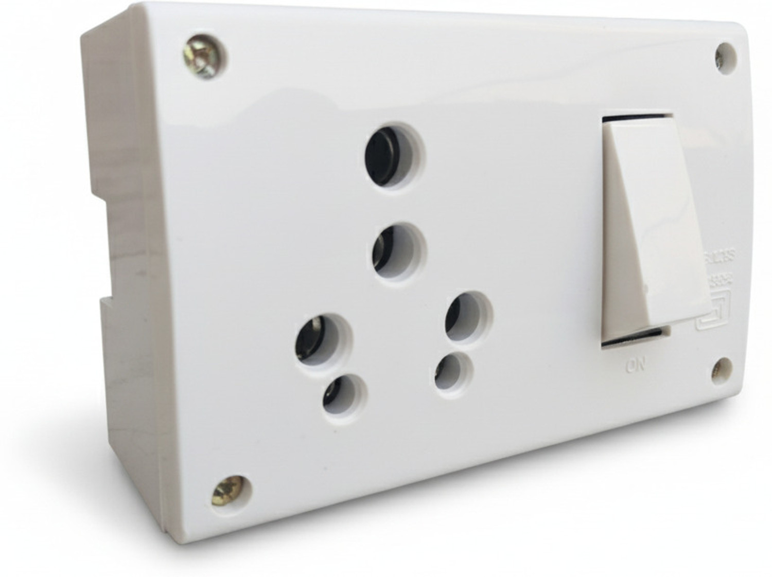 Image of HAHM 16 AMP. SS Combine Box Plastic, Brass Wall Plate
