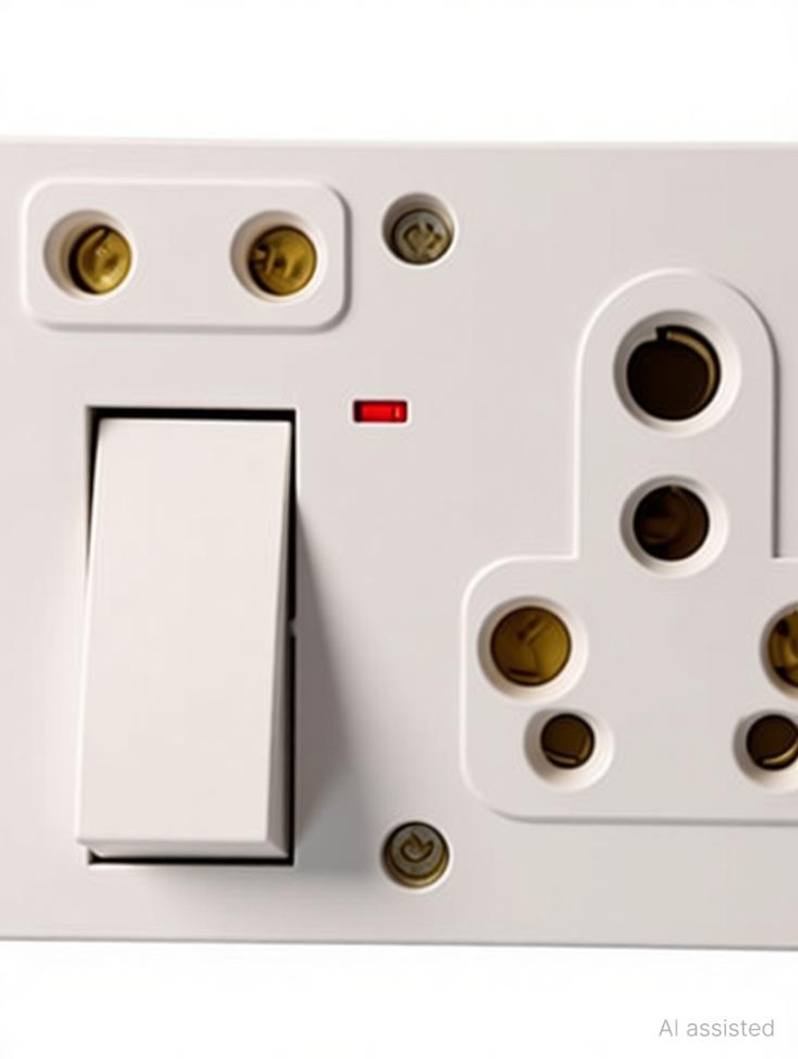 Image of SS TRADER 2 SWITCH 4 SOCKET 2 INDICATOR 20 Amp. COMBINED WITH BOX Electrical Switch board Wall Plate