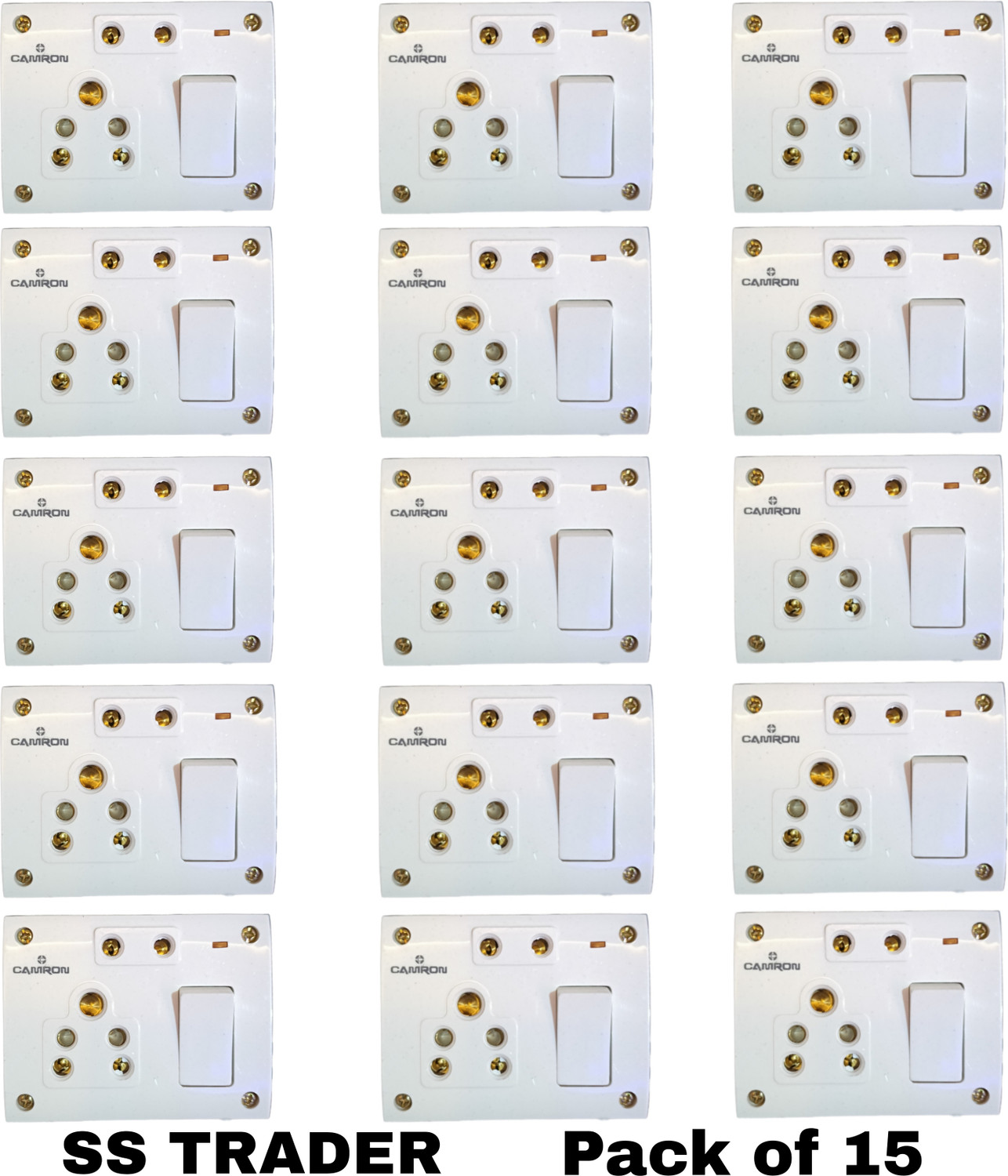 Image of SS TRADER Extension Board Universal 1 Switch, 2 Socket Extension Boards Pack Of 15 Wall Plate