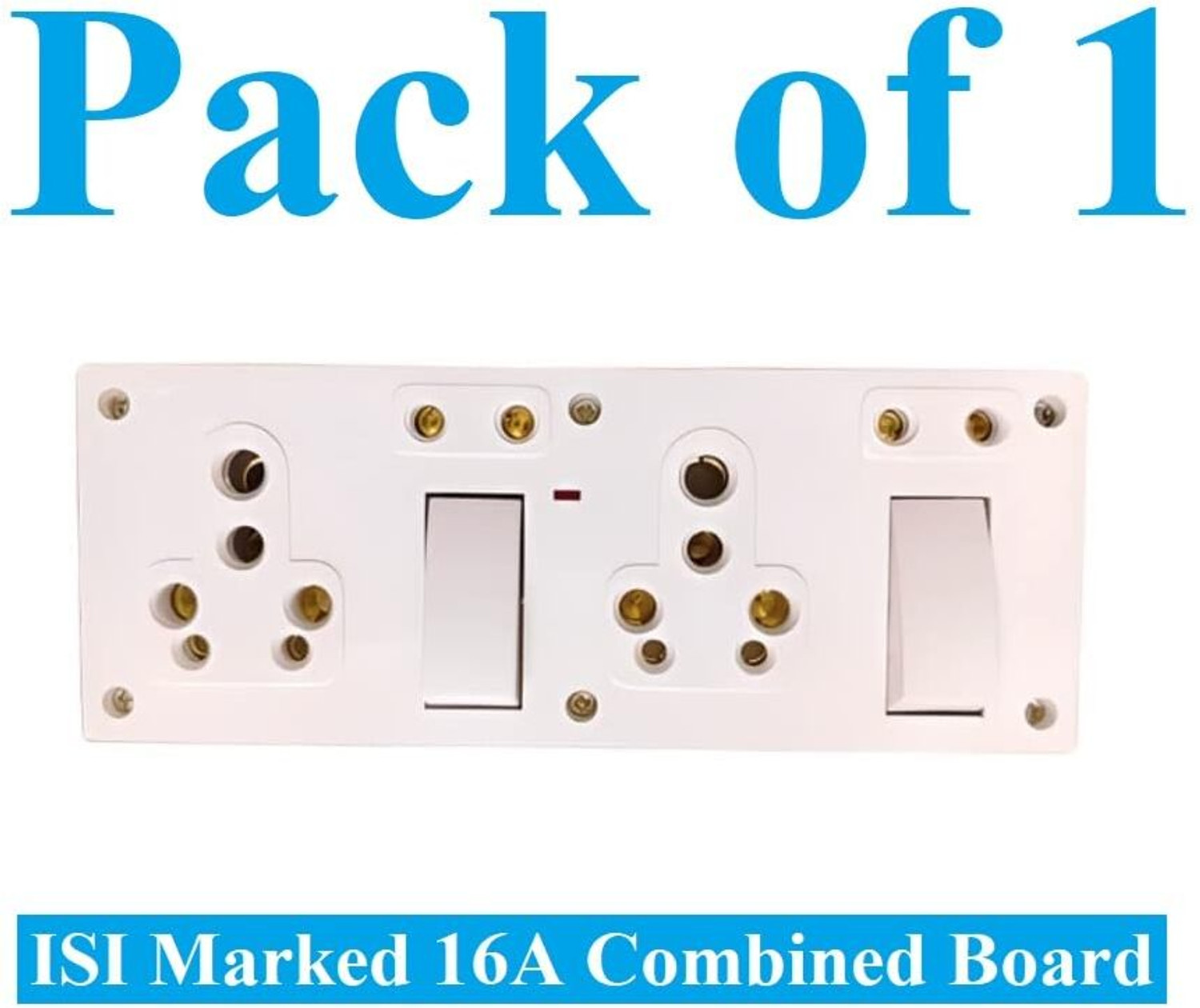 Image of SS TRADER 2 SWITCH 4 SOCKET 2 INDICATOR 20 Amp. COMBINED WITH BOX Electrical Switch board Wall Plate