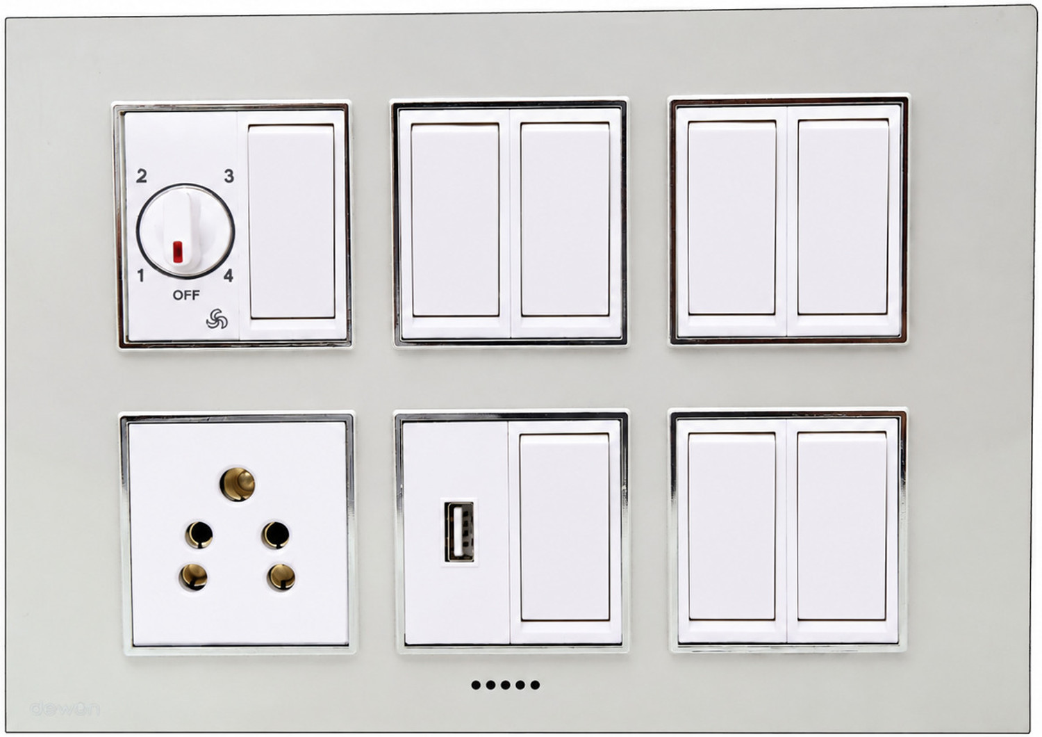 Image of Dewon Electric 12 Module Modular Plate with LED Indicators | Premium Finish for Home & Offic Wall Plate