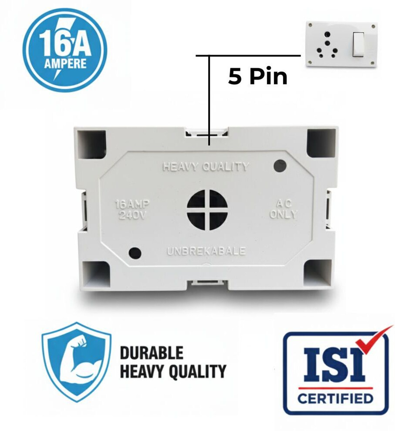 Image of HAHM 16 AMP. SS Combine Box Plastic, Brass Wall Plate