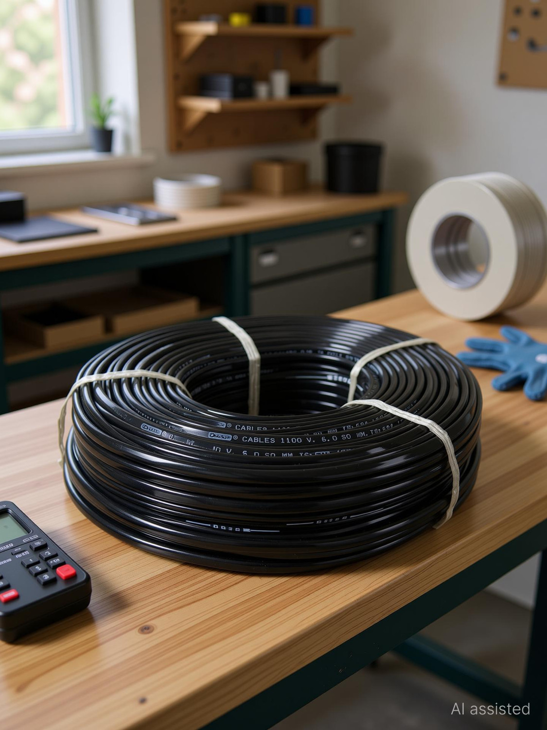 Image of GrahLogy 6mm Flat Aluminium Wire 40 Mtr Heavy Duty Cable for Electric Fitting, PVC Coated 6 sq /mm Black 40 m Wire