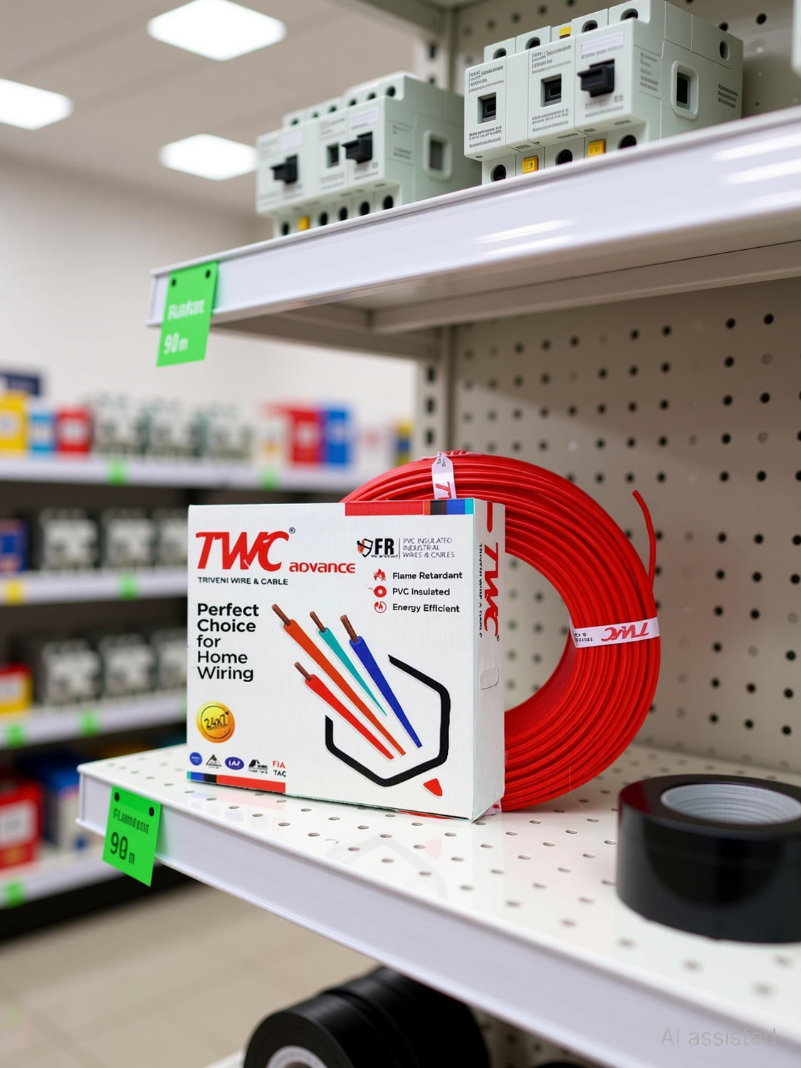 Image of TWC Advance Single Core FR PVC Insulated Electric Wire For Home, Building & Industry 6 sq /mm Red 90 m Wire