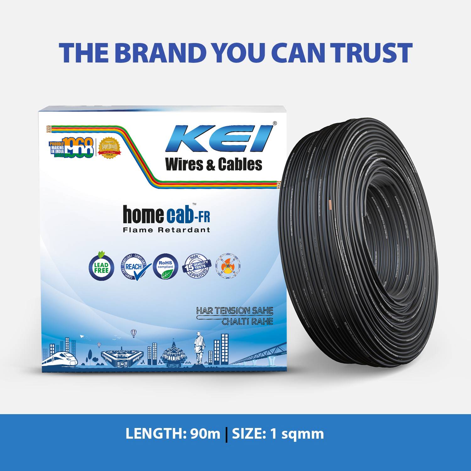 KEI 99.97% Copper 1 sq/mm Black 90m Wire - Image 4