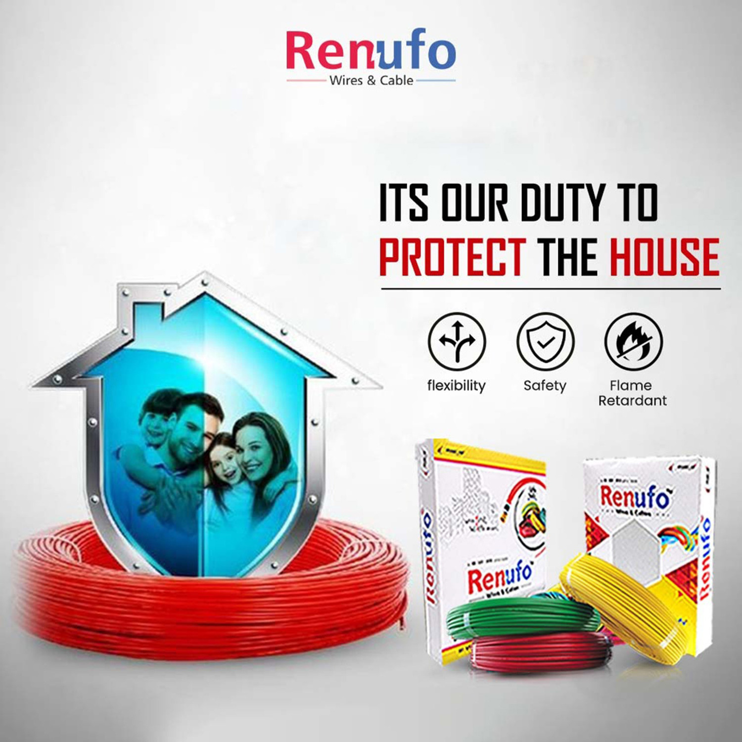 Image of Renufo Single Core PVC Insulated Eco-Friendly Flexible Copper Wires & Cables 0.5 sq /mm Black 100 m Wire