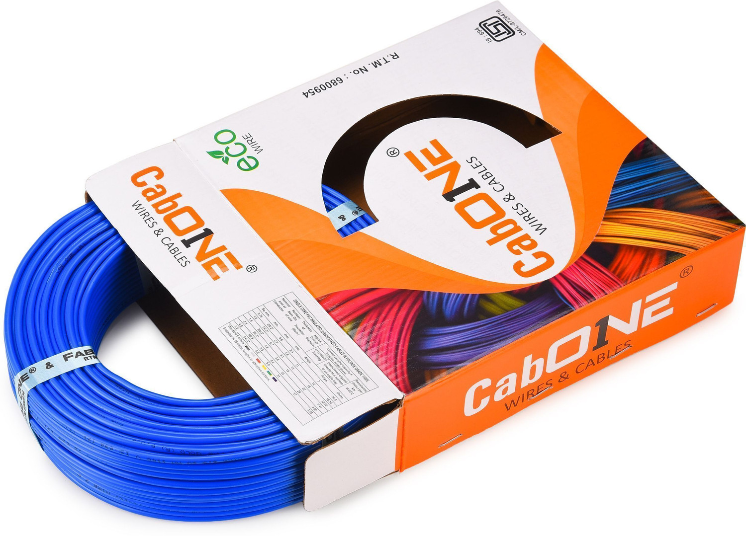 Image of CabOne Copper 0.75 sqmm 90 MTR FR PVC Multi Strand Electric House single Copper wire 0.75 sq /mm Blue 300 ft. Wire