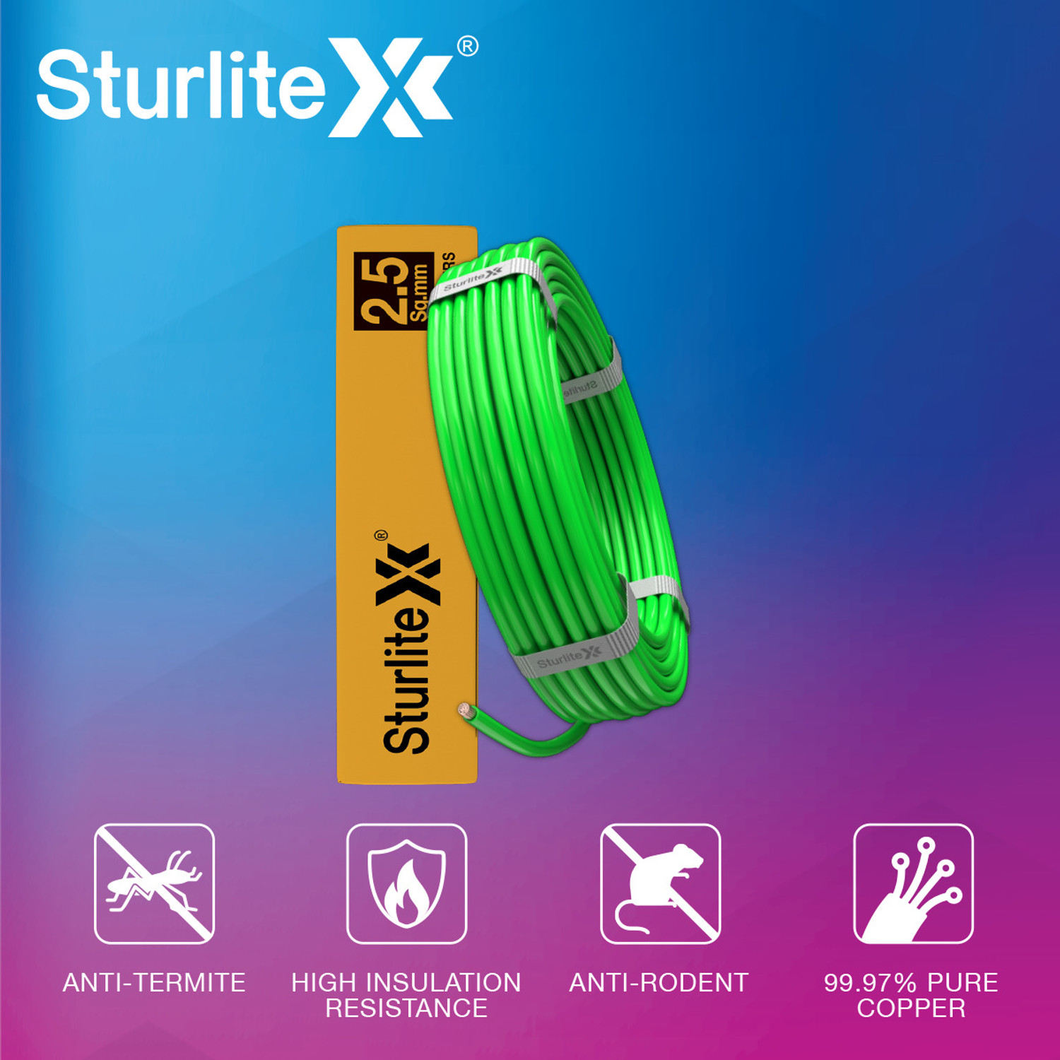 Image of Sturlite PVC 2.5 sq /mm Green 90 m Wire
