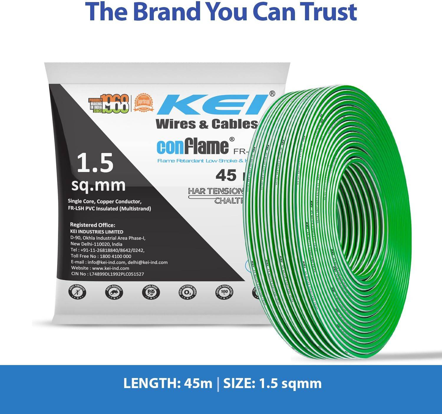KEI PVC 0.75 Sq/mm Black 45 m Wire Price in India - Buy KEI PVC